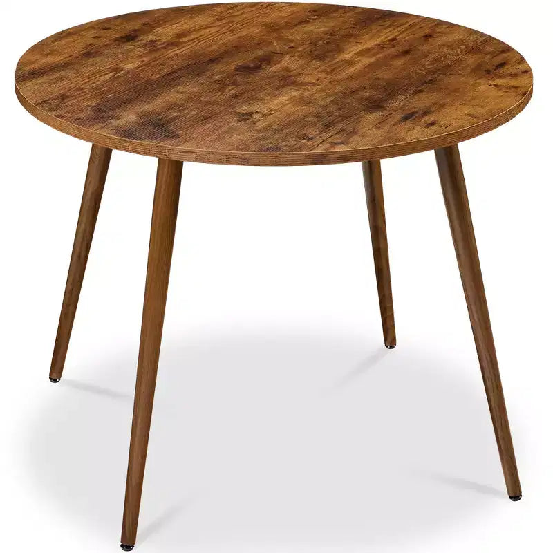 Tavolo da pranzo rotondo moderno di metà secolo, 90 cm, per casa o cucina, con gambe in acciaio effetto legno