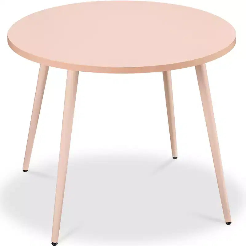 Tavolo da pranzo rotondo moderno di metà secolo, 90 cm, per casa o cucina, con gambe in acciaio effetto legno