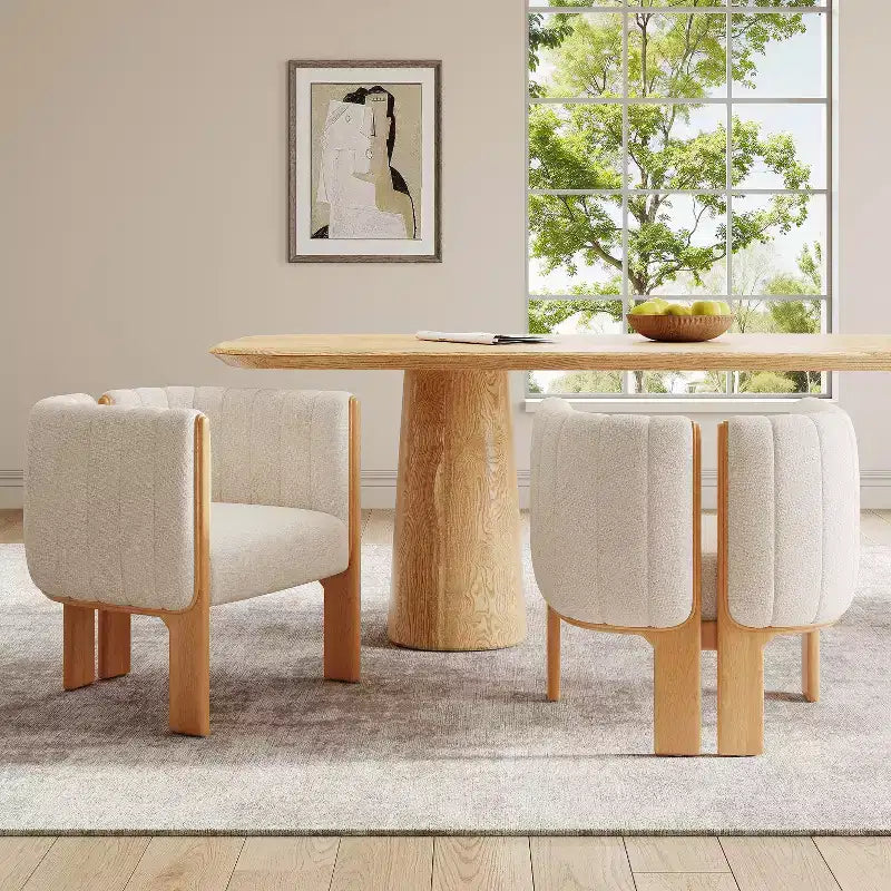 Sedie da pranzo moderne ed eleganti per cucina e sala da pranzo, sedia da pranzo piccola imbottita in Bouclé