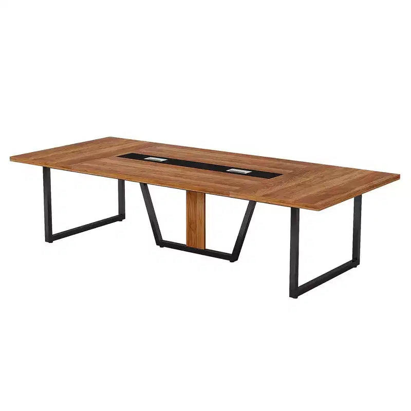 Tavolo da Conferenza Rettangolare Stile Business 94,5", Robusto Tavolo da Ufficio per Formazione 8-10 Persone con Piedini Regolabili