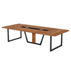 Tavolo da Conferenza Rettangolare Stile Business 94,5", Robusto Tavolo da Ufficio per Formazione 8-10 Persone con Piedini Regolabili