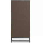 Libreria industriale a ripiani aperti, in legno massello e metallo, di 168 x 76 cm, rettangolare, stile moderno di metà secolo, color noce