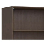 Libreria industriale a ripiani aperti, in legno massello e metallo, di 168 x 76 cm, rettangolare, stile moderno di metà secolo, color noce