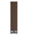 Libreria industriale a ripiani aperti, in legno massello e metallo, di 168 x 76 cm, rettangolare, stile moderno di metà secolo, color noce