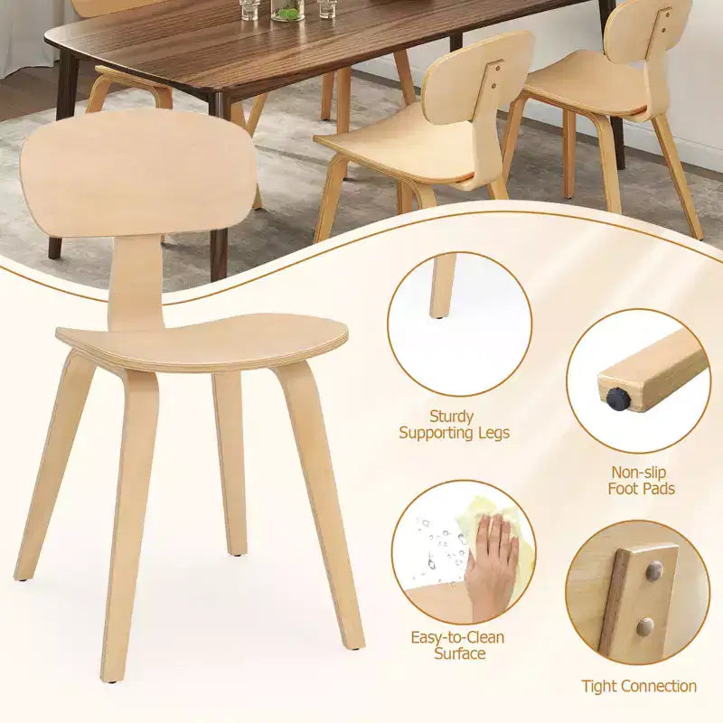 Sedia da pranzo moderna con sedile ampio e schienale curvo e piedini regolabili