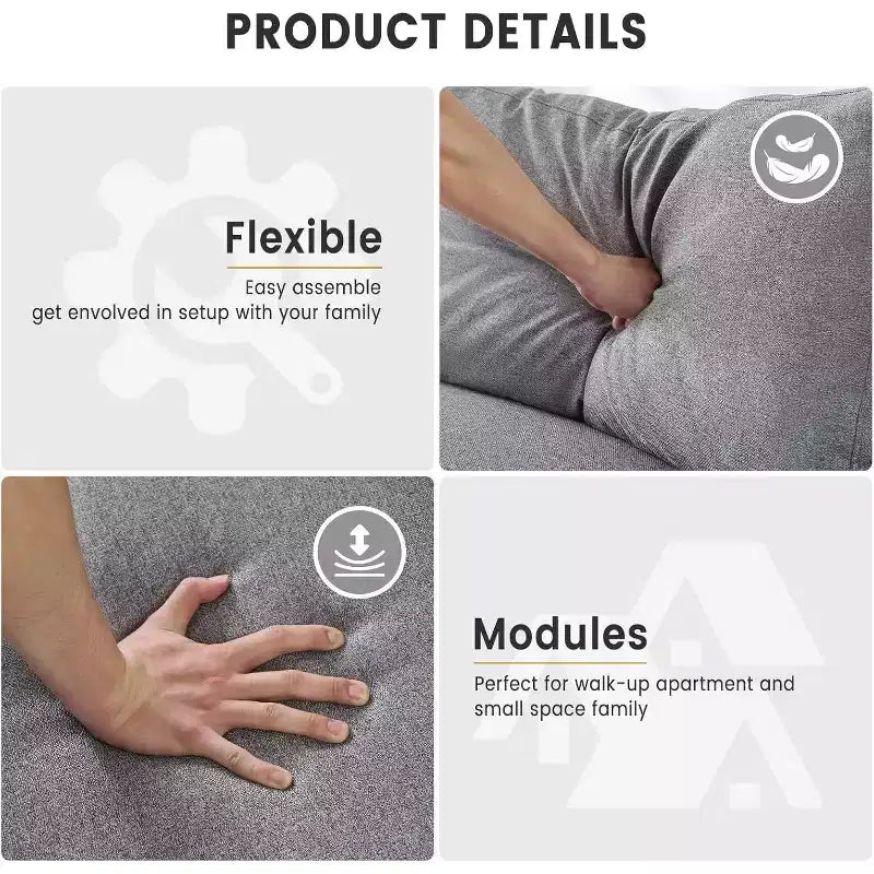 Divano per soggiorno, moderno a 2 posti con seduta profonda e gambe in legno, con tasca portaoggetti e portabicchieri, divano imbottito per camera da letto, appartamento