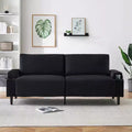 Sofa Couch for Living Room, Modern 2-Seater Deep Seating with Wood Leg, Storage Bag and Cup Holders, Upholstered Couches for Bedroom, Apartment