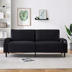 Sofa Couch for Living Room, Modern 2-Seater Deep Seating with Wood Leg, Storage Bag and Cup Holders, Upholstered Couches for Bedroom, Apartment