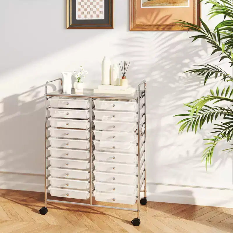 Carrello portaoggetti mobile a 20 cassetti Arcobaleno/Nero/Trasparente/Grigio + Beige + Giallo/Multicolore/Macaron/Sfumatura Rosa/Grigio/Rosa shocking/Arancione/Viola/Bianco