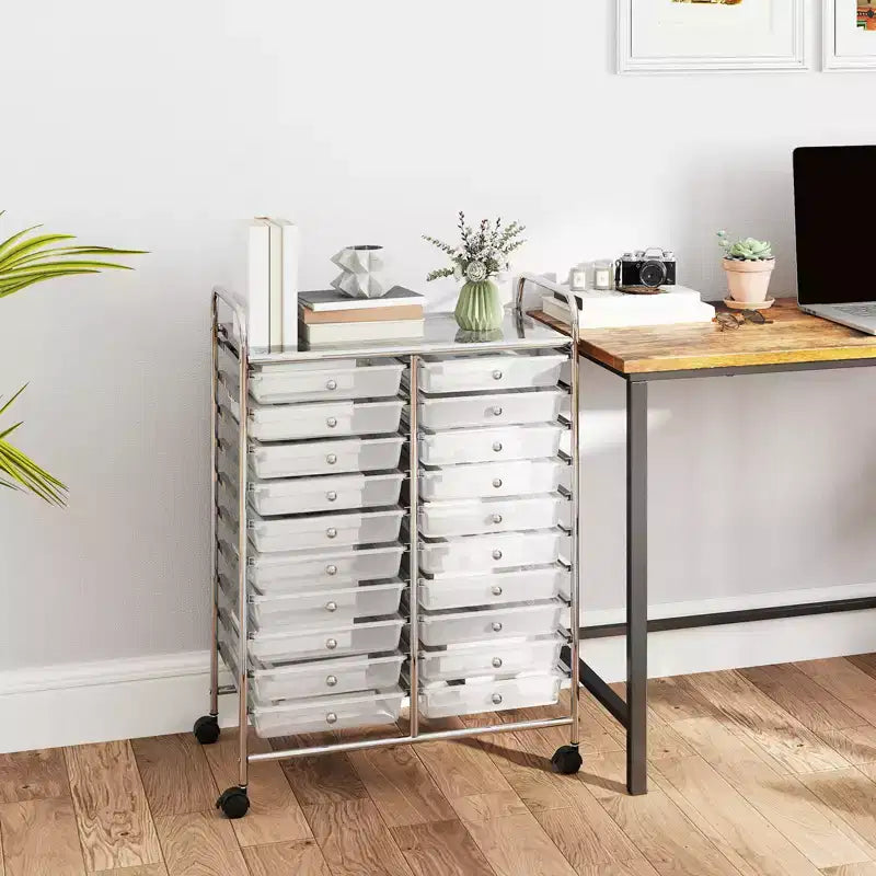 Carrello portaoggetti mobile a 20 cassetti Arcobaleno/Nero/Trasparente/Grigio + Beige + Giallo/Multicolore/Macaron/Sfumatura Rosa/Grigio/Rosa shocking/Arancione/Viola/Bianco