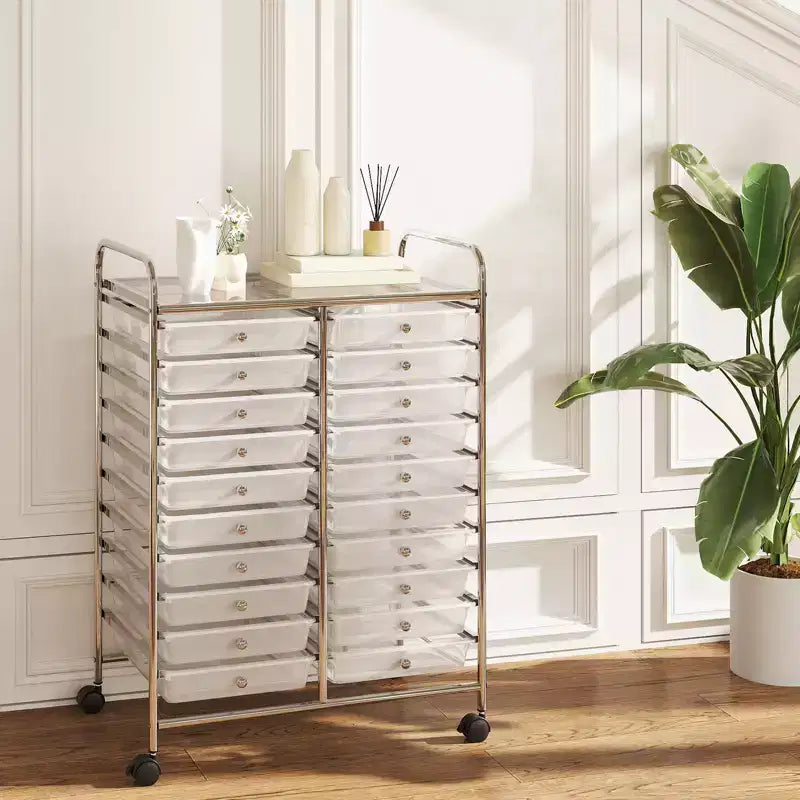 Carrello portaoggetti mobile a 20 cassetti Arcobaleno/Nero/Trasparente/Grigio + Beige + Giallo/Multicolore/Macaron/Sfumatura Rosa/Grigio/Rosa shocking/Arancione/Viola/Bianco
