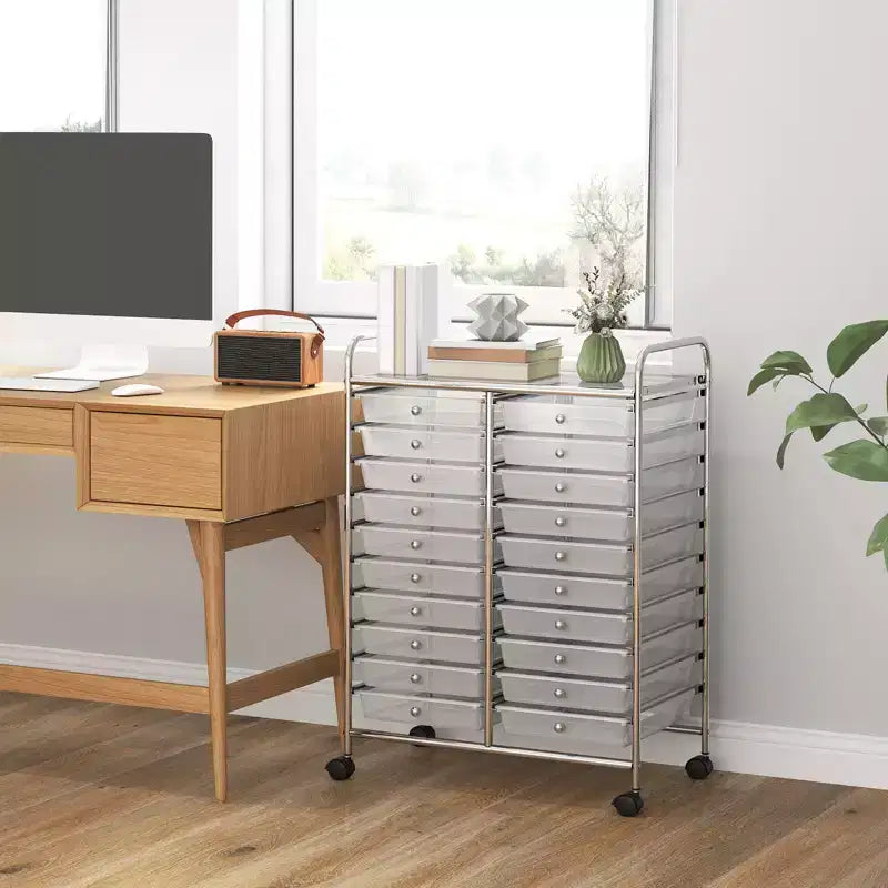 Carrello portaoggetti mobile a 20 cassetti Arcobaleno/Nero/Trasparente/Grigio + Beige + Giallo/Multicolore/Macaron/Sfumatura Rosa/Grigio/Rosa shocking/Arancione/Viola/Bianco