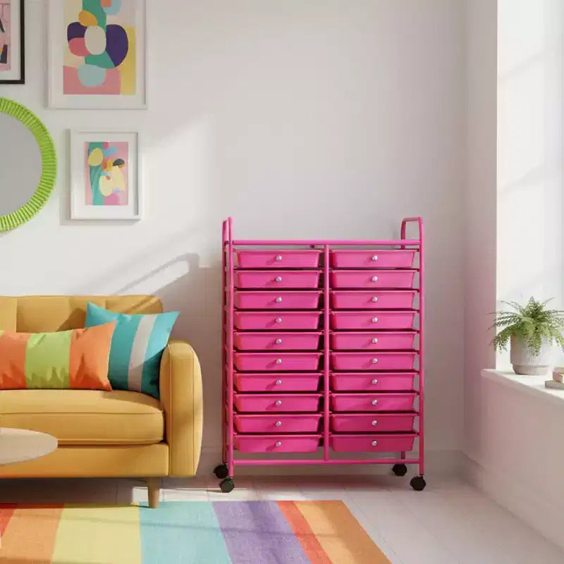 Carrello portaoggetti mobile a 20 cassetti Arcobaleno/Nero/Trasparente/Grigio + Beige + Giallo/Multicolore/Macaron/Sfumatura Rosa/Grigio/Rosa shocking/Arancione/Viola/Bianco