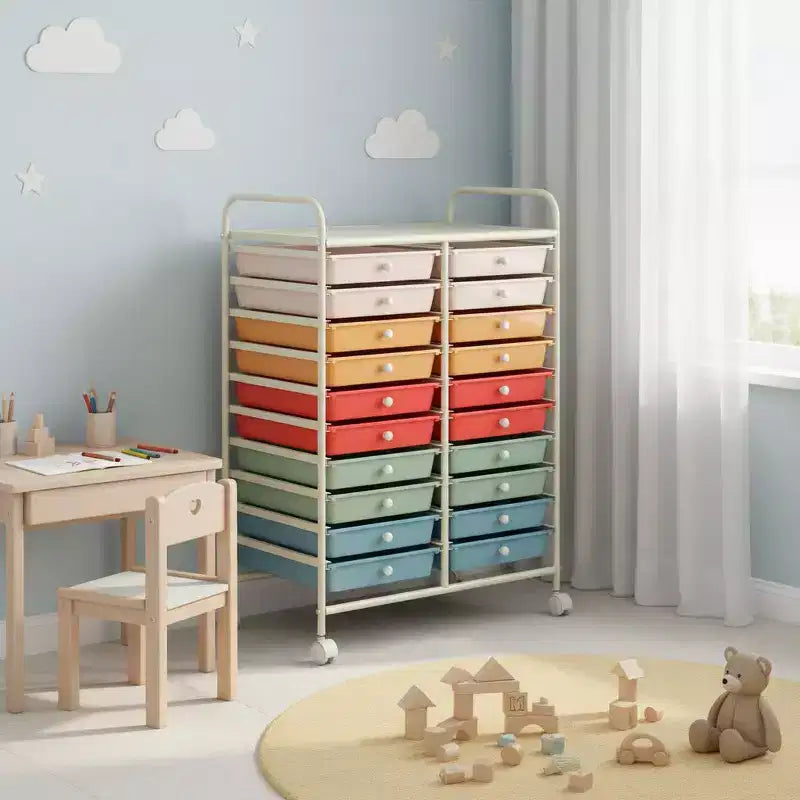 Carrello portaoggetti mobile a 20 cassetti Arcobaleno/Nero/Trasparente/Grigio + Beige + Giallo/Multicolore/Macaron/Sfumatura Rosa/Grigio/Rosa shocking/Arancione/Viola/Bianco
