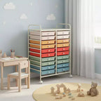 Carrello portaoggetti mobile a 20 cassetti Arcobaleno/Nero/Trasparente/Grigio + Beige + Giallo/Multicolore/Macaron/Sfumatura Rosa/Grigio/Rosa shocking/Arancione/Viola/Bianco