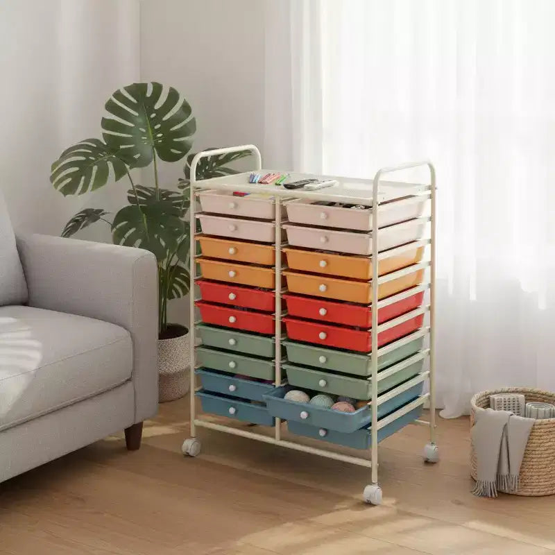 Carrello portaoggetti mobile a 20 cassetti Arcobaleno/Nero/Trasparente/Grigio + Beige + Giallo/Multicolore/Macaron/Sfumatura Rosa/Grigio/Rosa shocking/Arancione/Viola/Bianco
