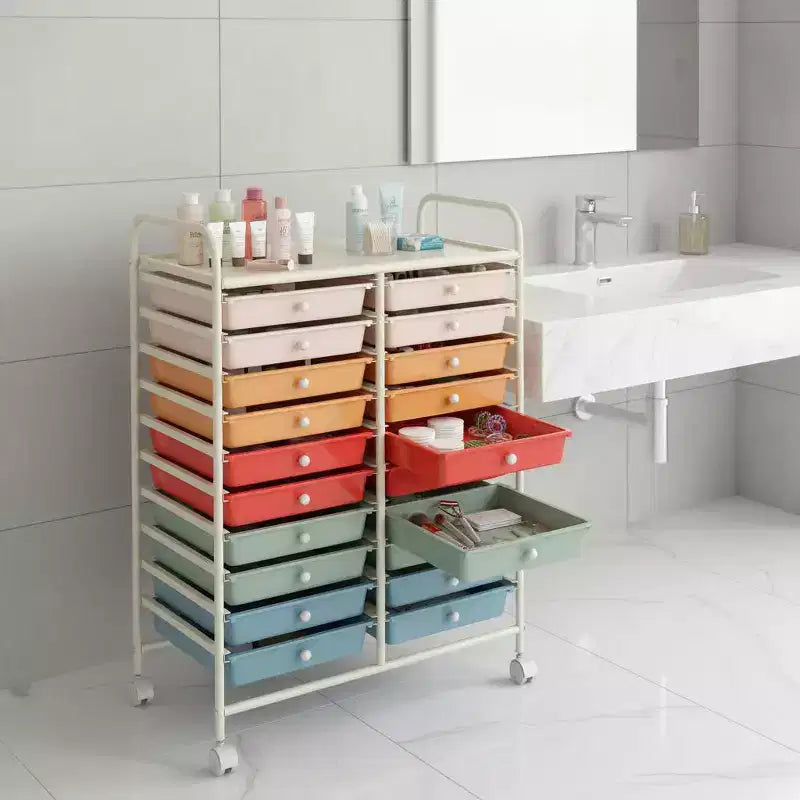 Carrello portaoggetti mobile a 20 cassetti Arcobaleno/Nero/Trasparente/Grigio + Beige + Giallo/Multicolore/Macaron/Sfumatura Rosa/Grigio/Rosa shocking/Arancione/Viola/Bianco