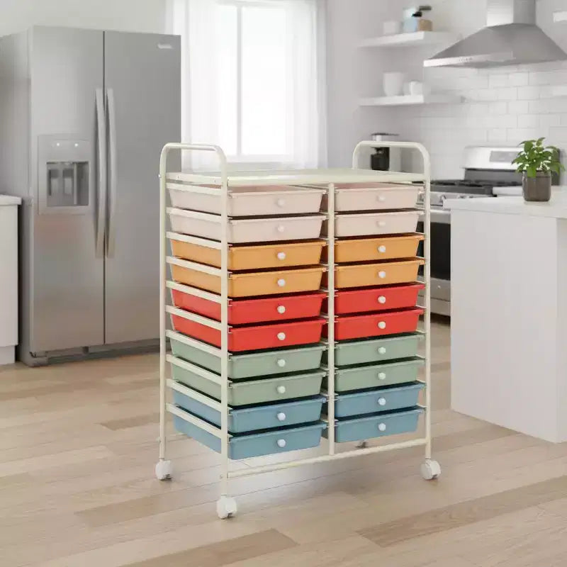 Carrello portaoggetti mobile a 20 cassetti Arcobaleno/Nero/Trasparente/Grigio + Beige + Giallo/Multicolore/Macaron/Sfumatura Rosa/Grigio/Rosa shocking/Arancione/Viola/Bianco
