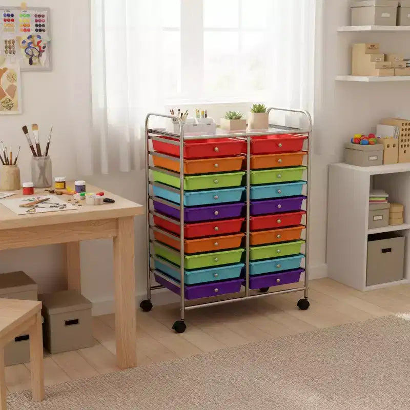 Carrello portaoggetti mobile a 20 cassetti Arcobaleno/Nero/Trasparente/Grigio + Beige + Giallo/Multicolore/Macaron/Sfumatura Rosa/Grigio/Rosa shocking/Arancione/Viola/Bianco