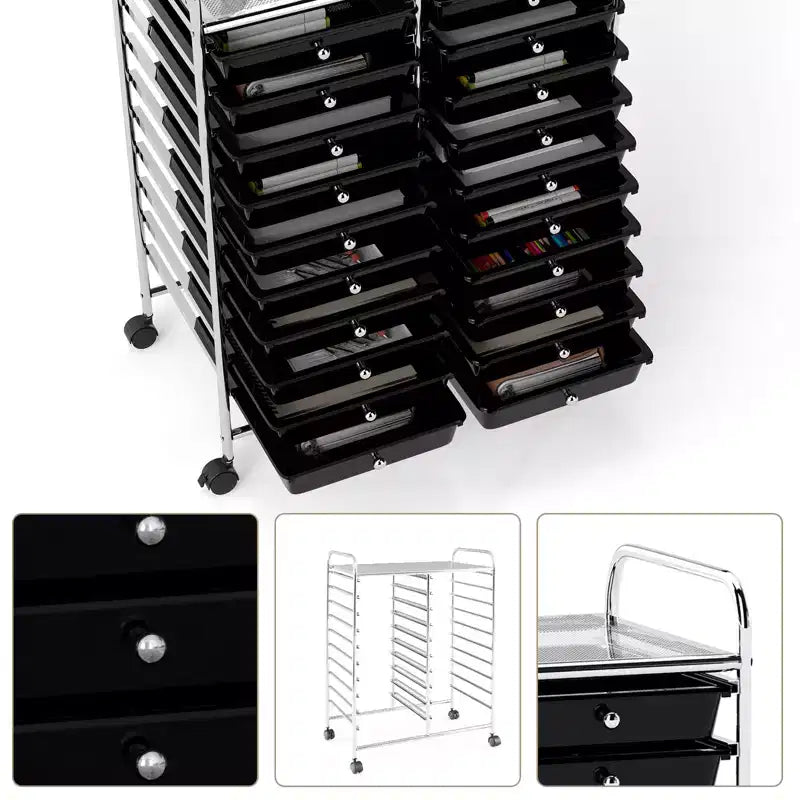 Carrello portaoggetti mobile a 20 cassetti Arcobaleno/Nero/Trasparente/Grigio + Beige + Giallo/Multicolore/Macaron/Sfumatura Rosa/Grigio/Rosa shocking/Arancione/Viola/Bianco