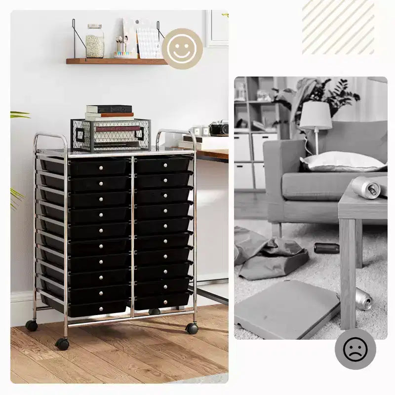 Carrello portaoggetti mobile a 20 cassetti Arcobaleno/Nero/Trasparente/Grigio + Beige + Giallo/Multicolore/Macaron/Sfumatura Rosa/Grigio/Rosa shocking/Arancione/Viola/Bianco