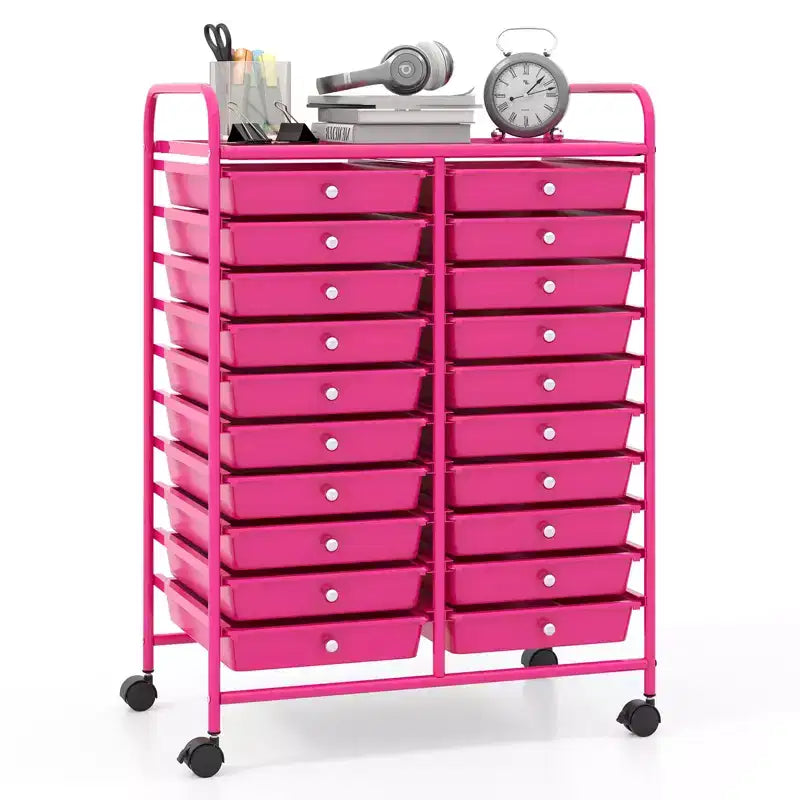 Carrello portaoggetti mobile a 20 cassetti Arcobaleno/Nero/Trasparente/Grigio + Beige + Giallo/Multicolore/Macaron/Sfumatura Rosa/Grigio/Rosa shocking/Arancione/Viola/Bianco