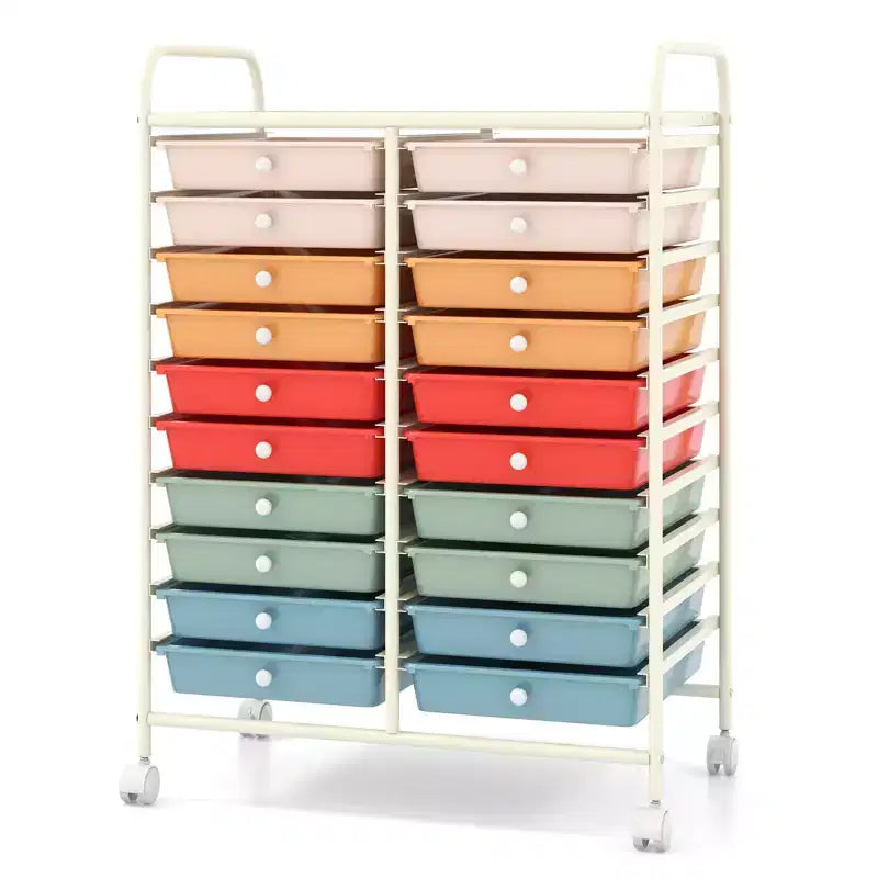 Carrello portaoggetti mobile a 20 cassetti Arcobaleno/Nero/Trasparente/Grigio + Beige + Giallo/Multicolore/Macaron/Sfumatura Rosa/Grigio/Rosa shocking/Arancione/Viola/Bianco