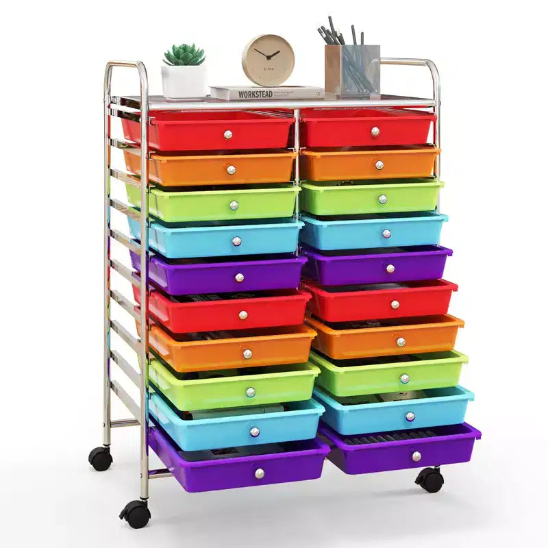Carrello portaoggetti mobile a 20 cassetti Arcobaleno/Nero/Trasparente/Grigio + Beige + Giallo/Multicolore/Macaron/Sfumatura Rosa/Grigio/Rosa shocking/Arancione/Viola/Bianco