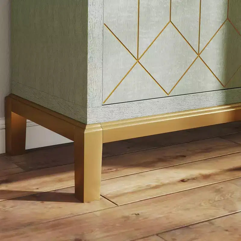 Credenza moderna con dettagli dorati, mobile contenitore in legno con 2 ante, mobile buffet d'accento per soggiorno, sala da pranzo, cucina