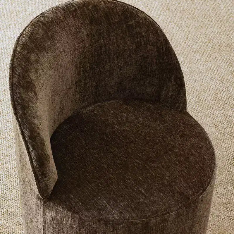 Tavolo da pranzo rotondo moderno per 6 persone, tavolo da pranzo con piedistallo nero, sedie a botte girevoli in ciniglia con ruote