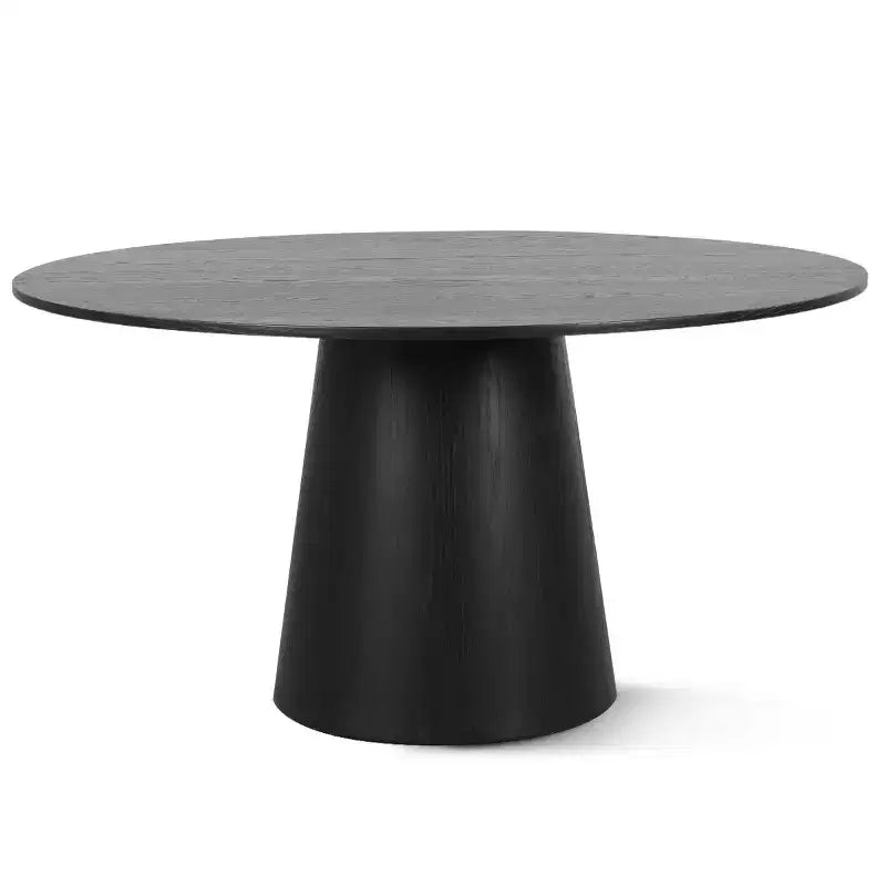 Tavolo da pranzo rotondo moderno per 6 persone, tavolo da pranzo con piedistallo nero, sedie a botte girevoli in ciniglia con ruote