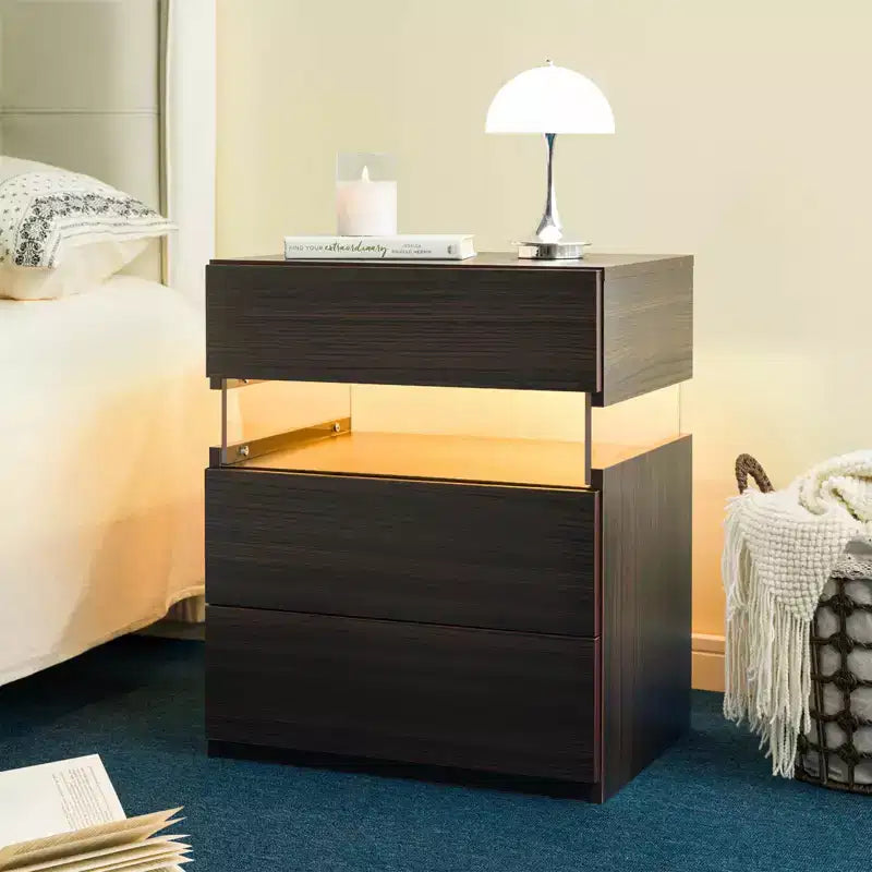 Comodino con cassettiera a 3 cassetti per camera da letto Comodino per soggiorno Noce