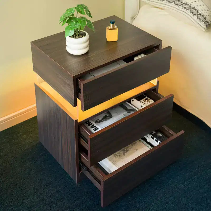 Comodino con cassettiera a 3 cassetti per camera da letto Comodino per soggiorno Noce