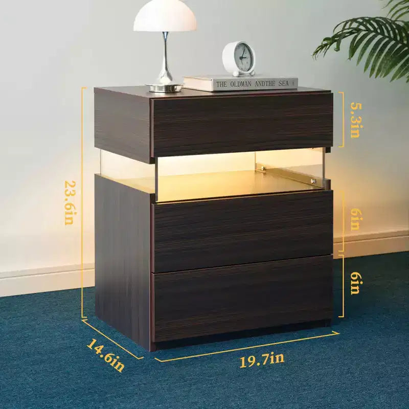 Comodino con cassettiera a 3 cassetti per camera da letto Comodino per soggiorno Noce