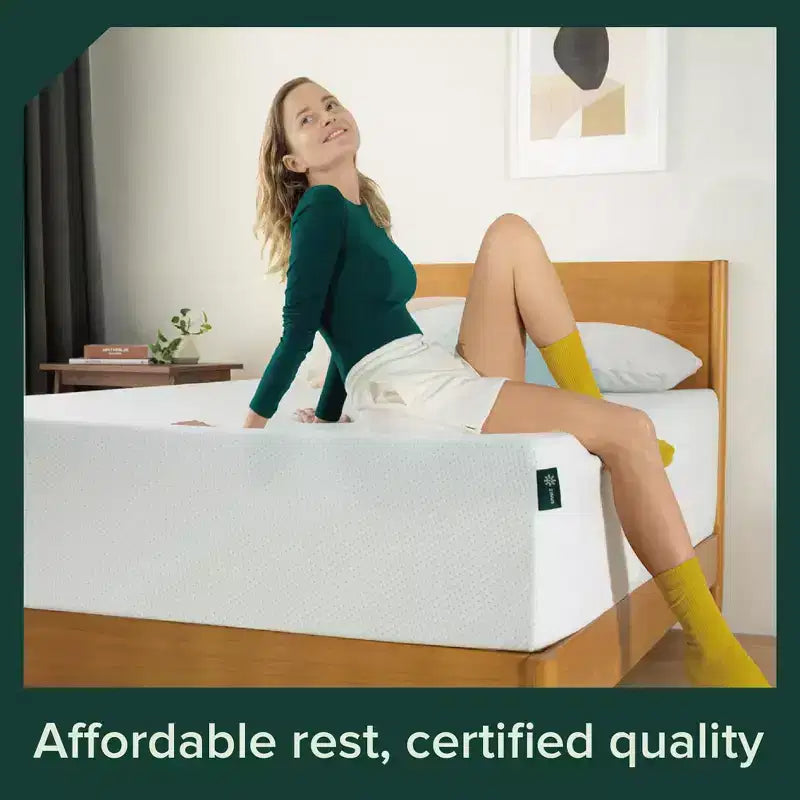 Materasso in Memory Foam al Tè Verde, Queen Size da 10 Pollici, Senza Fibra di Vetro, Sostegno Medio-Rigido, Sollievo dalla Pressione Zonato, Schiume e Tessuto Certificati Sicuri.
