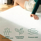 Materasso in Memory Foam al Tè Verde, Queen Size da 10 Pollici, Senza Fibra di Vetro, Sostegno Medio-Rigido, Sollievo dalla Pressione Zonato, Schiume e Tessuto Certificati Sicuri.