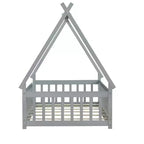 Letto a pavimento a forma di tenda, misura singola, con sponde di sicurezza e doghe