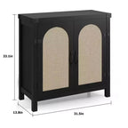 Mobile credenza in rattan, buffet contenitore rustico con inserti in legno in stile bohémien, perfetto angolo caffè per cucina, sala da pranzo e soggiorno, corridoio
