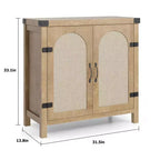 Mobile credenza in rattan, buffet contenitore rustico con inserti in legno in stile bohémien, perfetto angolo caffè per cucina, sala da pranzo e soggiorno, corridoio