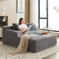 Poltrona Chaise Longue Oversize in Velluto a Coste, Grigia 170x127 cm Divano Letto Profondo Cloud, Nessun Montaggio Divano a Pavimento per Soggiorno Camera da Letto