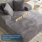 Poltrona Chaise Longue Oversize in Velluto a Coste, Grigia 170x127 cm Divano Letto Profondo Cloud, Nessun Montaggio Divano a Pavimento per Soggiorno Camera da Letto