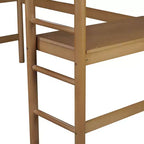 Letto singolo con testiera e pediera imbottite in tessuto bouclé con scaletta, sponde di sicurezza - Naturale