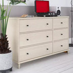 Cassettiera Farnsworth a 6 cassetti Mid-Century Modern 51" avorio, armadio contenitore con guide in metallo, legno ingegnerizzato
