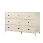 Cassettiera Farnsworth a 6 cassetti Mid-Century Modern 51" avorio, armadio contenitore con guide in metallo, legno ingegnerizzato