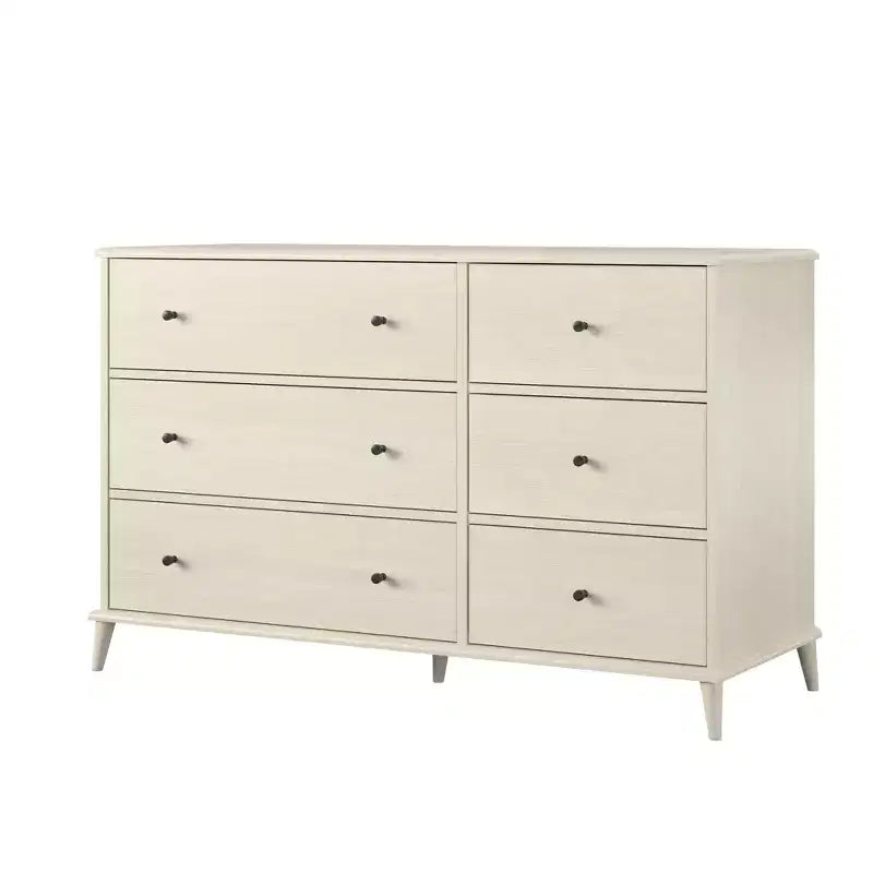 Cassettiera Farnsworth a 6 cassetti Mid-Century Modern 51" avorio, armadio contenitore con guide in metallo, legno ingegnerizzato
