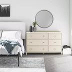Cassettiera Farnsworth a 6 cassetti Mid-Century Modern 51" avorio, armadio contenitore con guide in metallo, legno ingegnerizzato