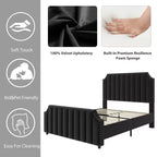 Struttura letto a piattaforma California King Size con testiera alta 50,2 pollici, letto imbottito con testiera e pediera trapuntate a canali verticali, finiture con borchie