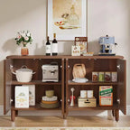 Madia Credenza: Mobile contenitore moderno con ante, adatto per soggiorno, cucina, sala da pranzo (Marrone).