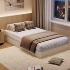 Struttura letto in legno, letto a piattaforma con design scanalato, robusto, elegante e silenzioso, facile da montare, non necessita di rete a molle, silenzioso