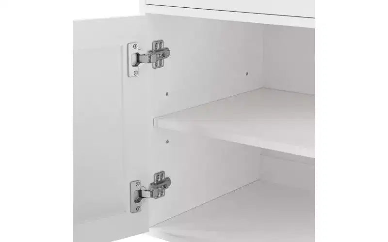 Mobiletto contenitore in stile rustico elegante con gambe in legno a forma di zucca e ripiani regolabili, perfetto per il soggiorno, bianco